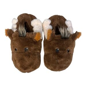 Abercrombie Kids Brown Plush Moose Slippers • Boys L/XL